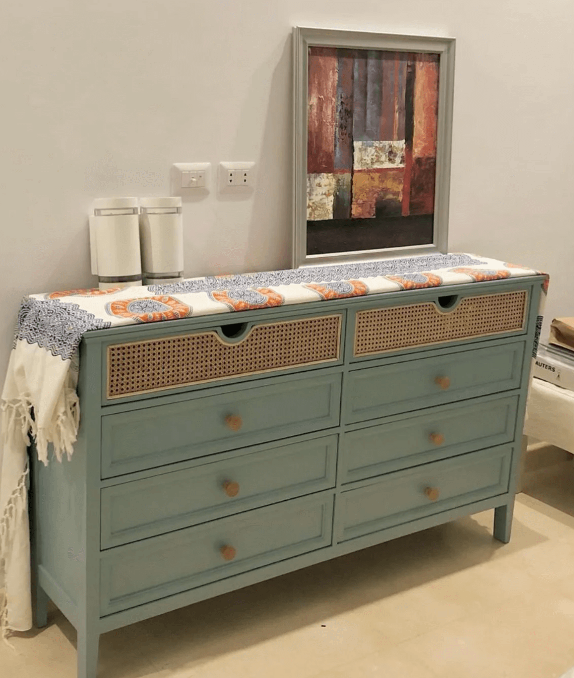 Soledad Chest Drawers -  Beech Wood & Cane Front