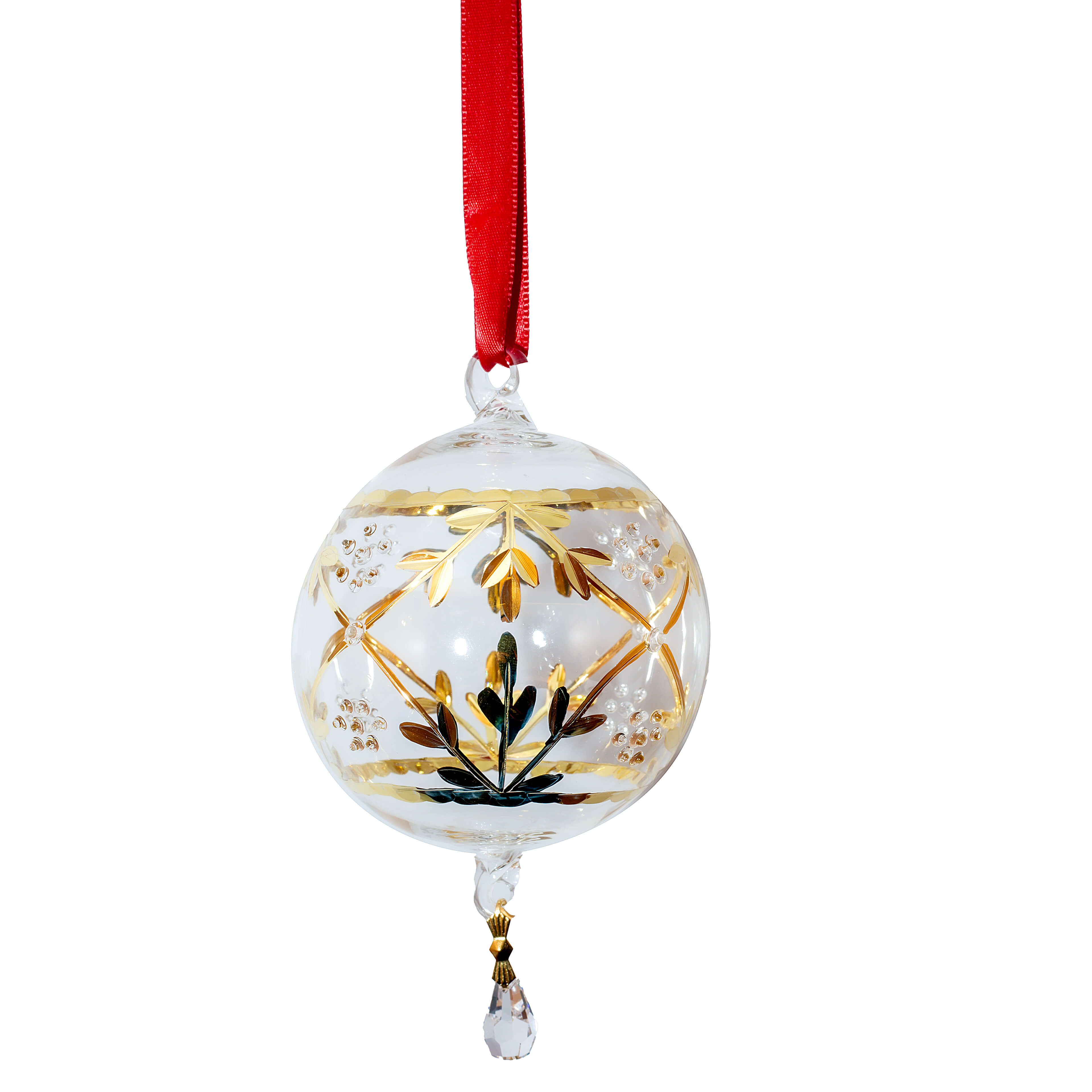Golden Leaves Glass Christmas Ornament 0