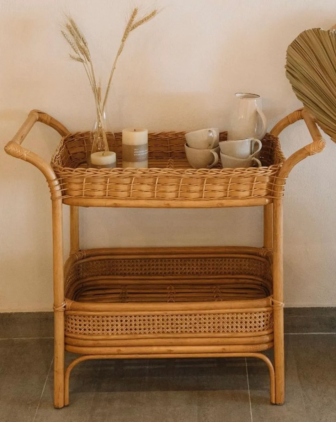 Thea Bamboo And Cane Trolley 1