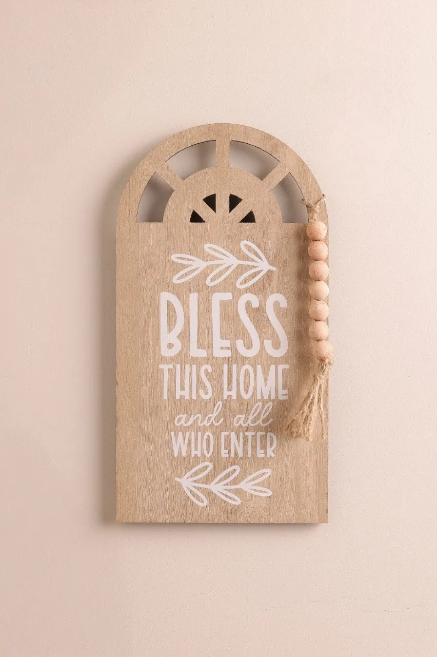 Bless Our Home Arch Sign - Natural Elegance for Your Entryway 1