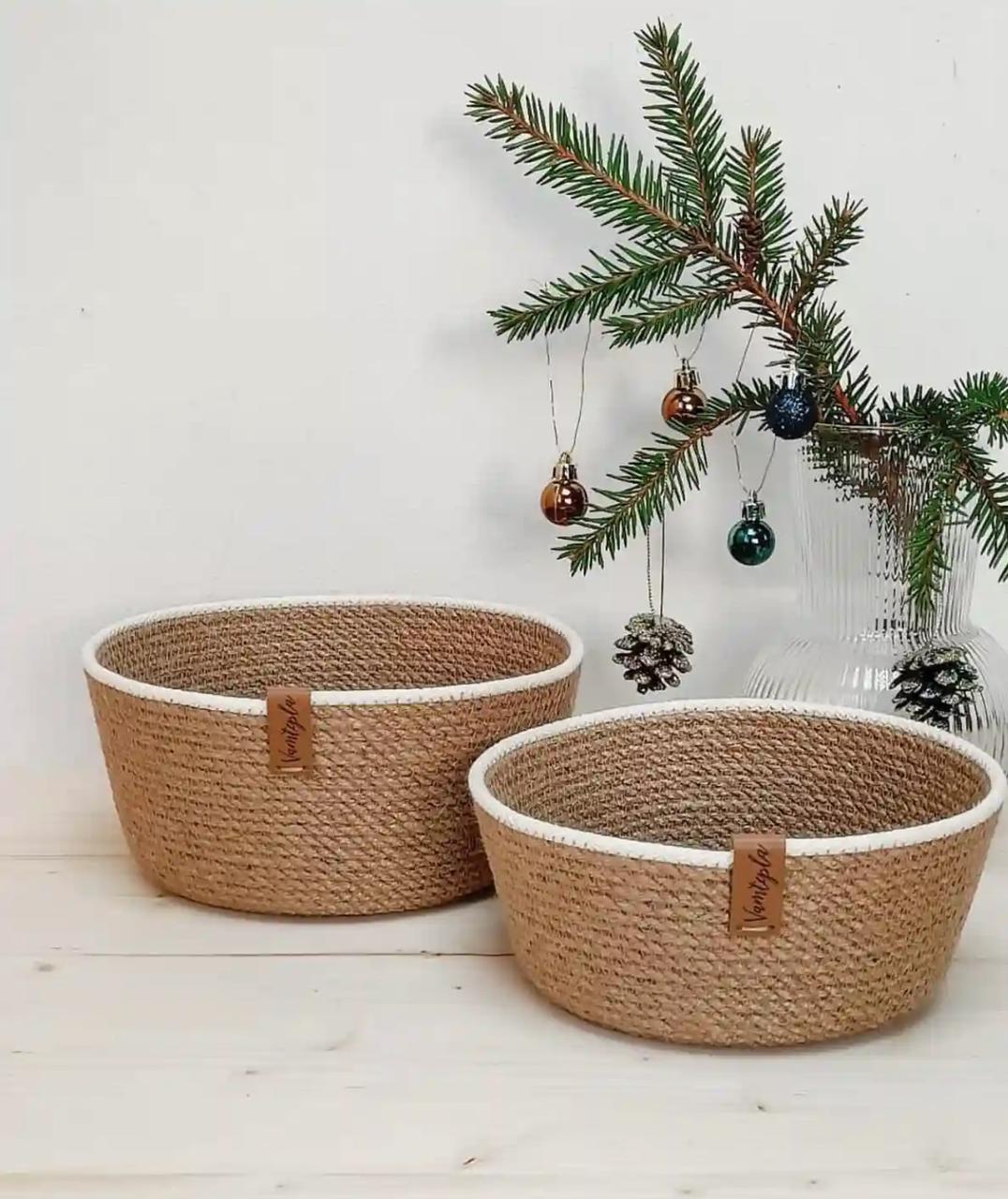 Lily Jute basket with white rime 0