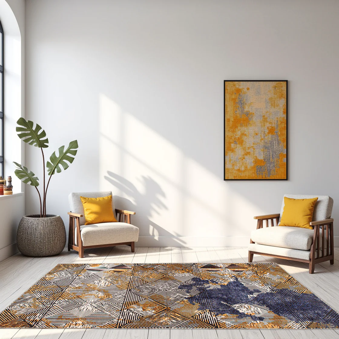 Arazia Digital Woven Rug – Graphic Edge and Luxe Texture 1