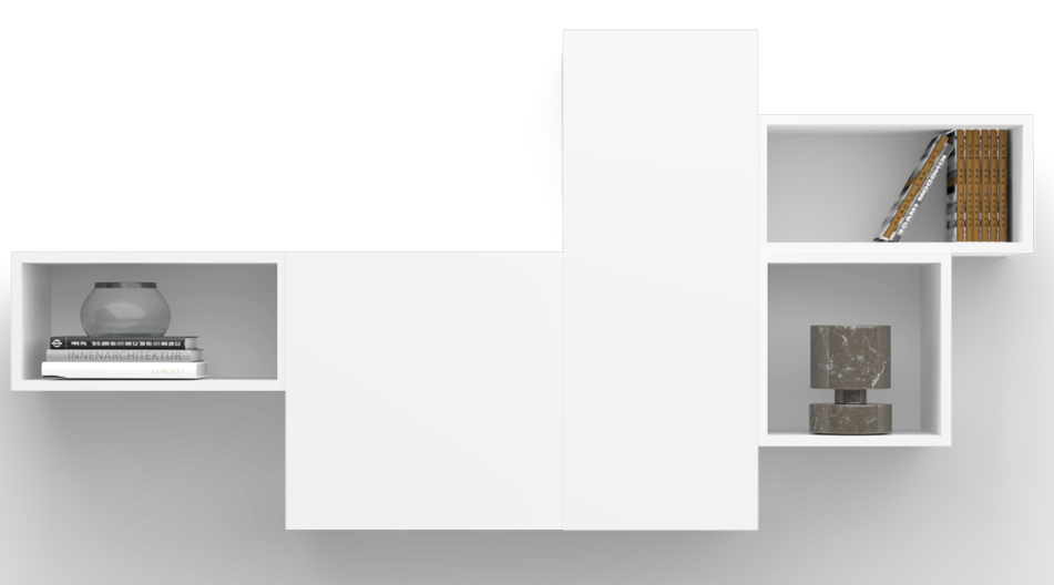 Cube Wall Unit with Open & Closed Storage Spaces - White 0