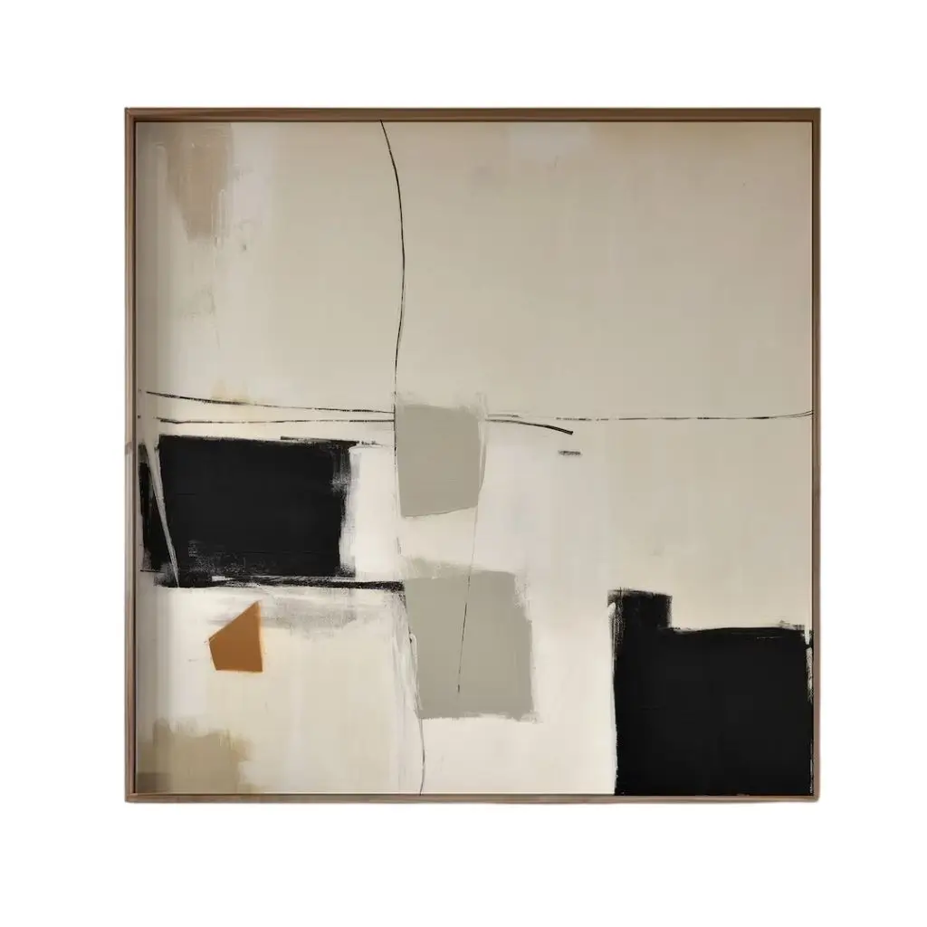 Structured Abstract Artwork – Japandi Style Neutral Color Palette 0
