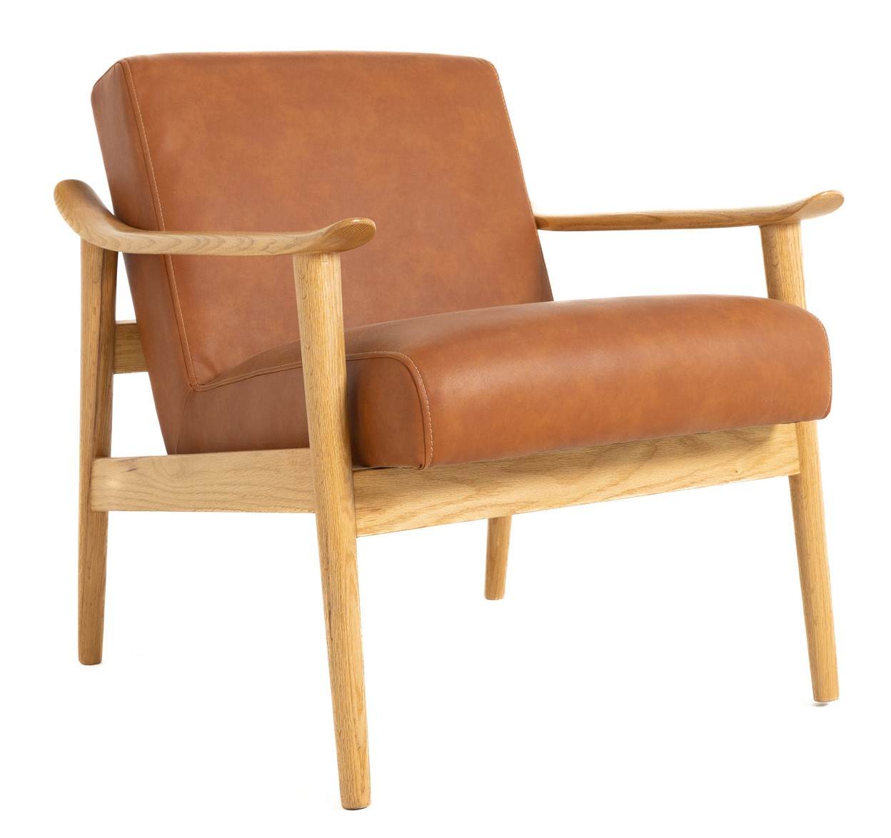 Mid-Century Leather Chair With Wooden Frame 0