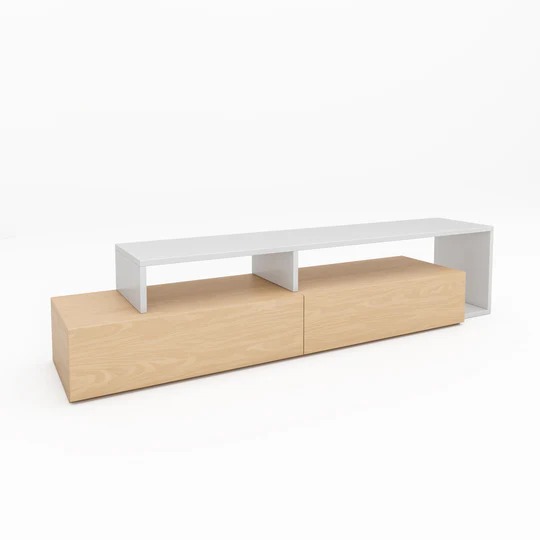Alto Multi-Tier TV Unit – Modern Wooden Base With White Shelving and Drawer Storage 2