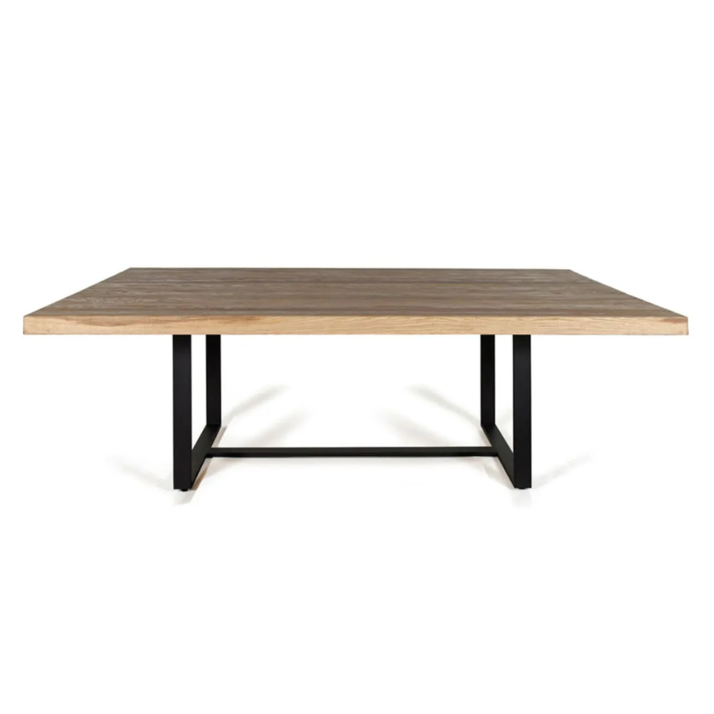 Raw Wooden Dining Table With Sturdy Metal Frame 0
