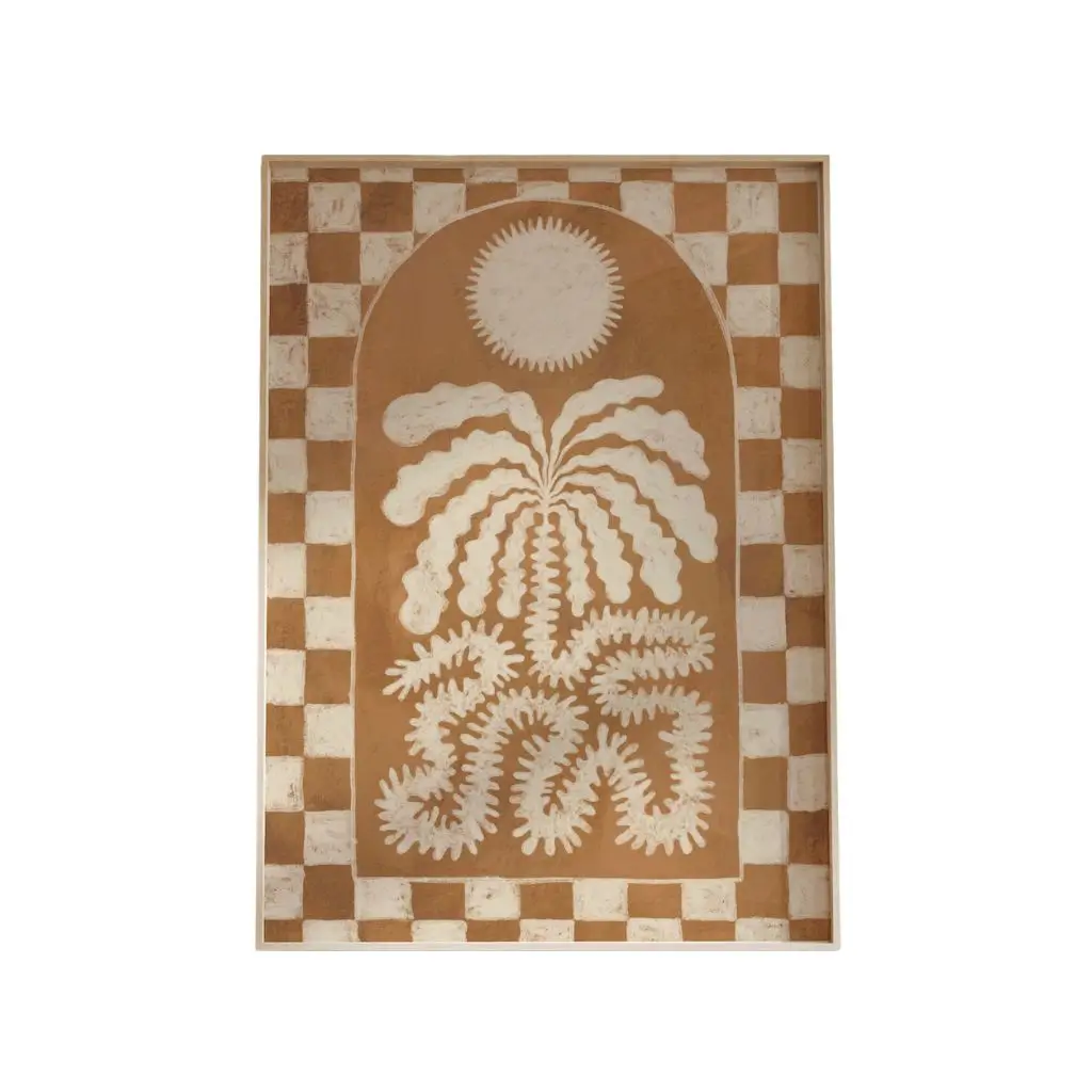 Checkered Palm Tree Print – Japandi Style Wall Art 0