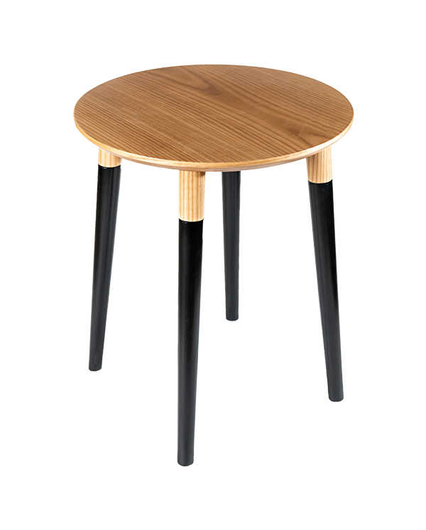 Basic Side Table Colored Legs - Oak Veneer - Round Design 0