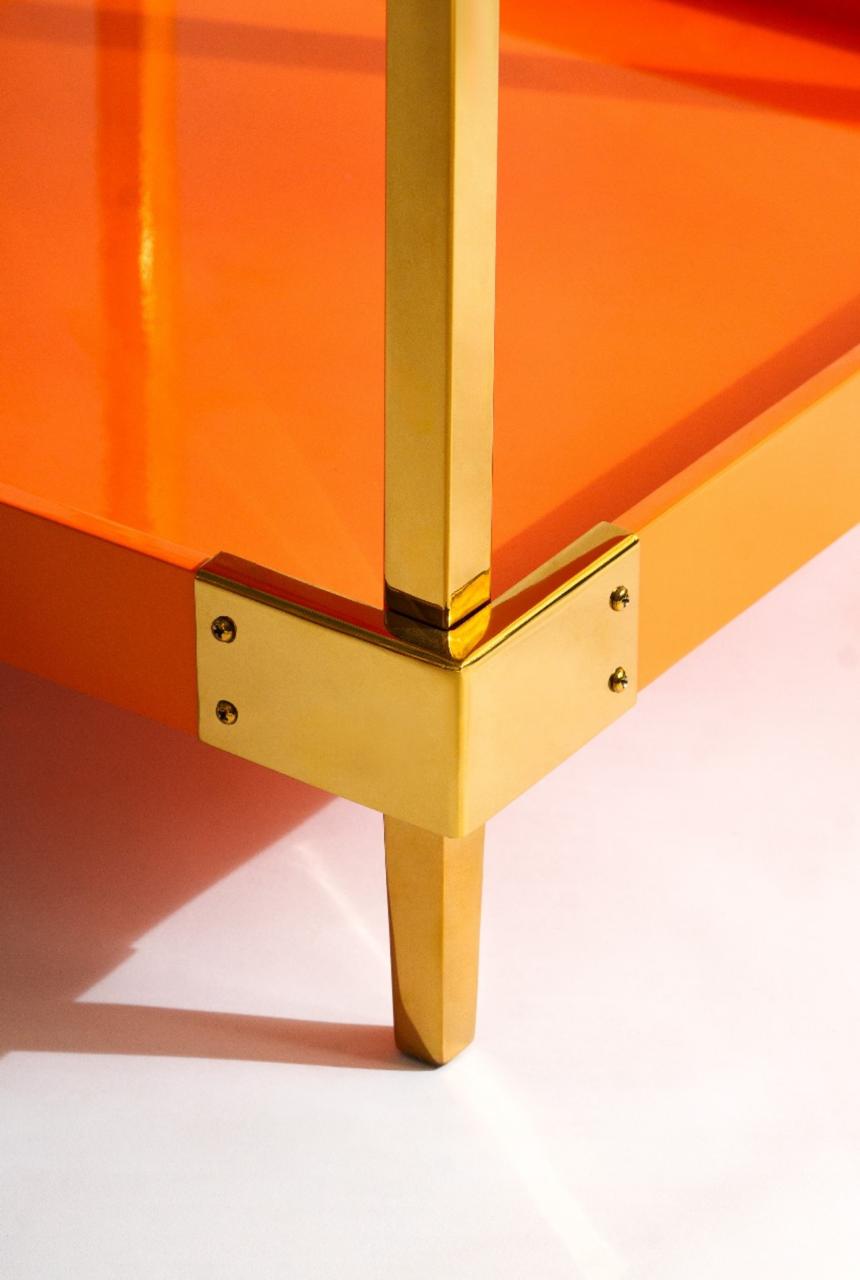 Side Table - Stainless Steel Frame - 2 Wooden Levels 2