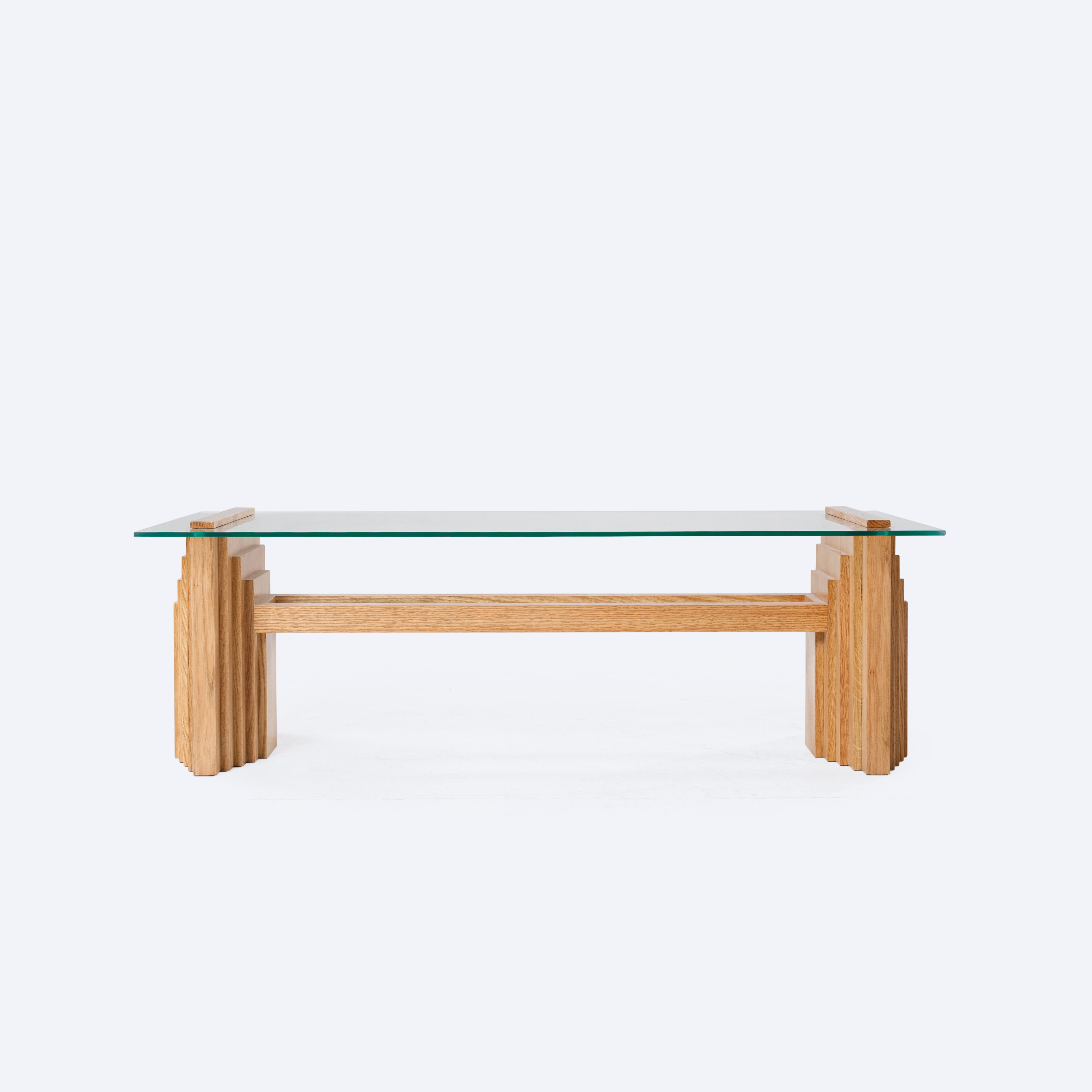 Sakkara Coffee Table - Glass Top - Oak Veneer - Rectangle 0