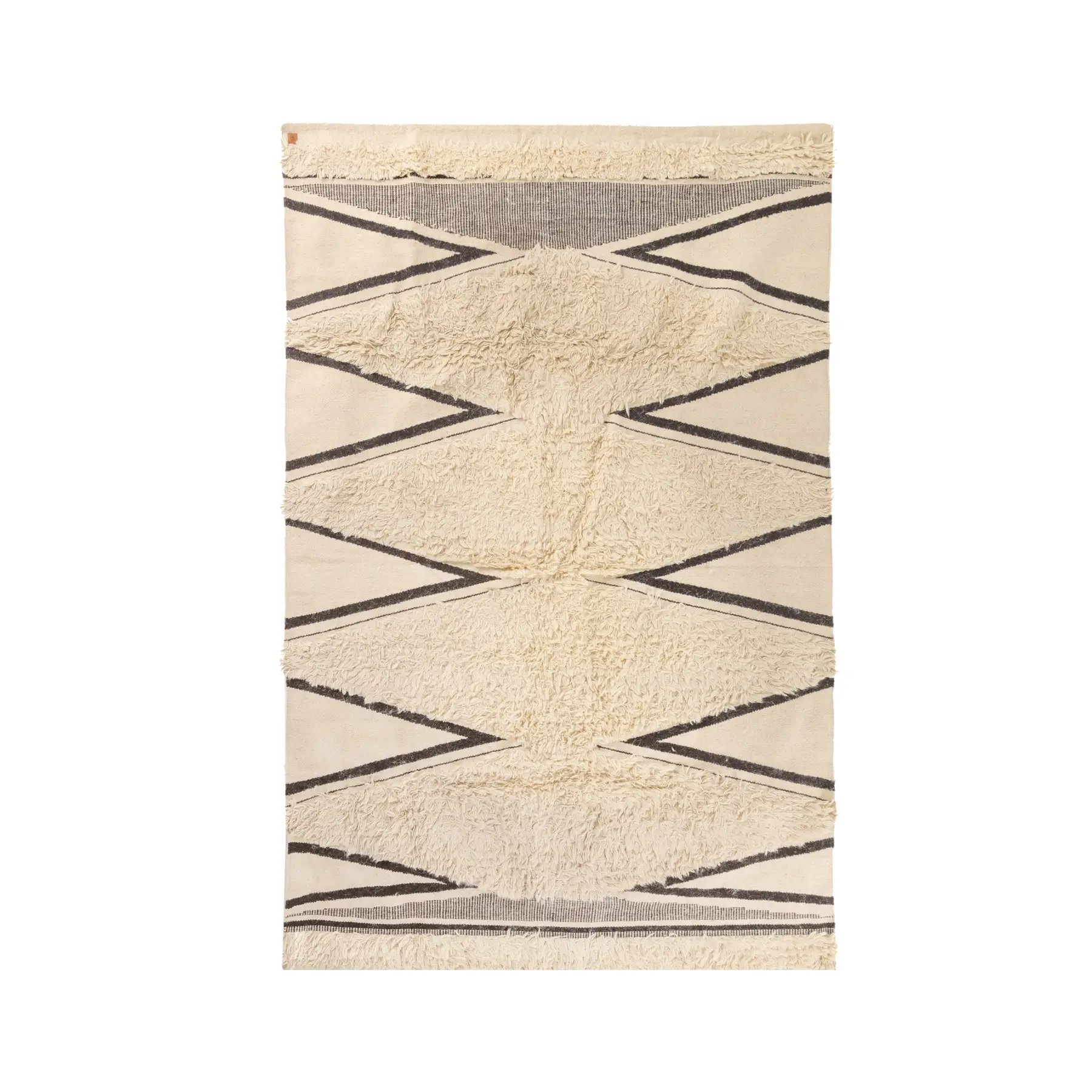 Minimalist Boho Wool Rug – Handwoven with Tribal Geometric Patterns 0