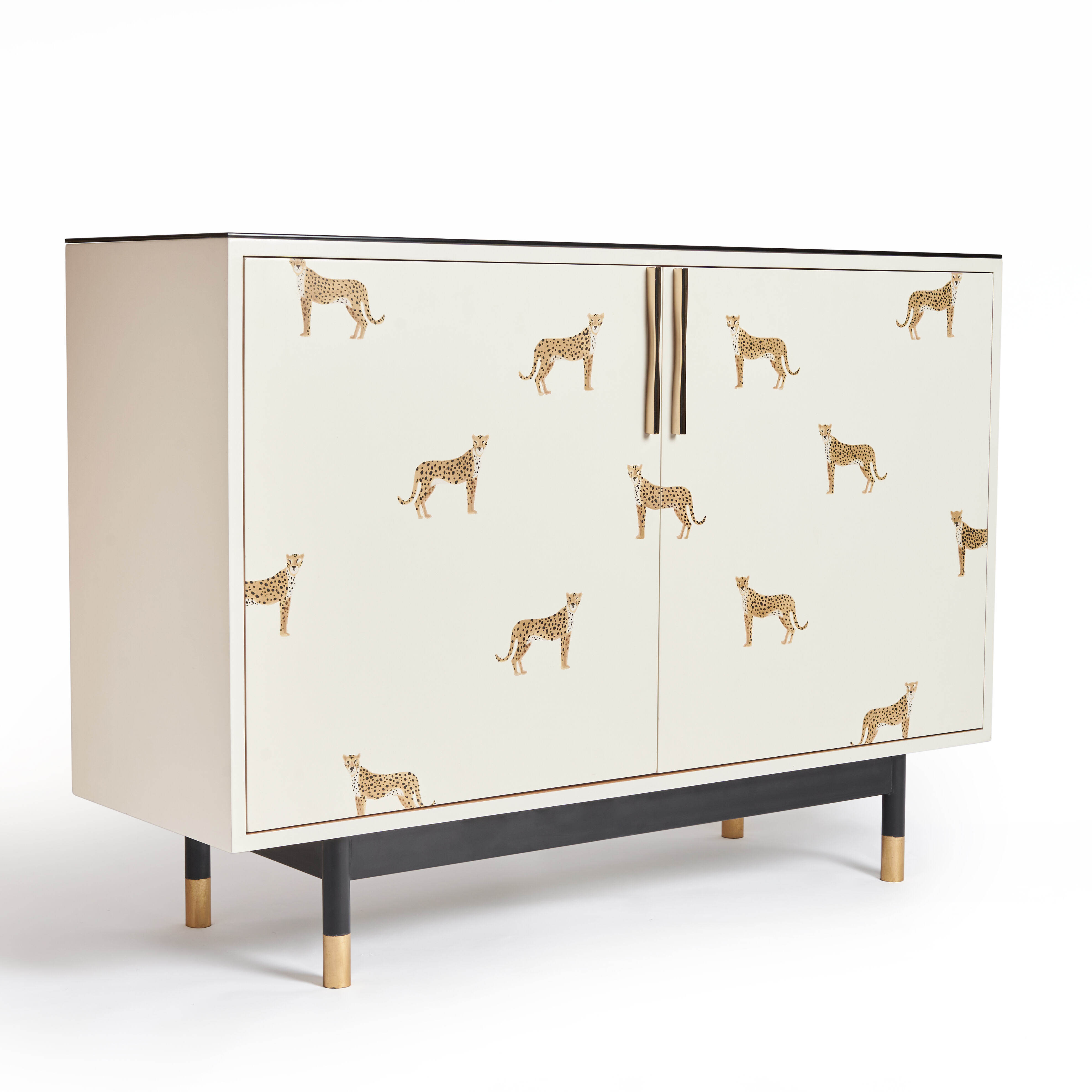 Cheetah Two Door Sideboard - Oak With Gold Trims 0