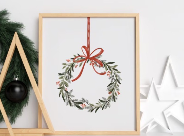 Christmas Wreath Print 1