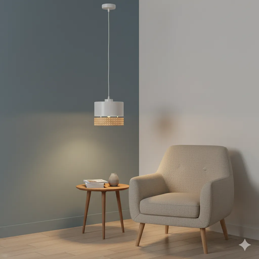 Emma Modern Pendant Straw And White YLM013 2