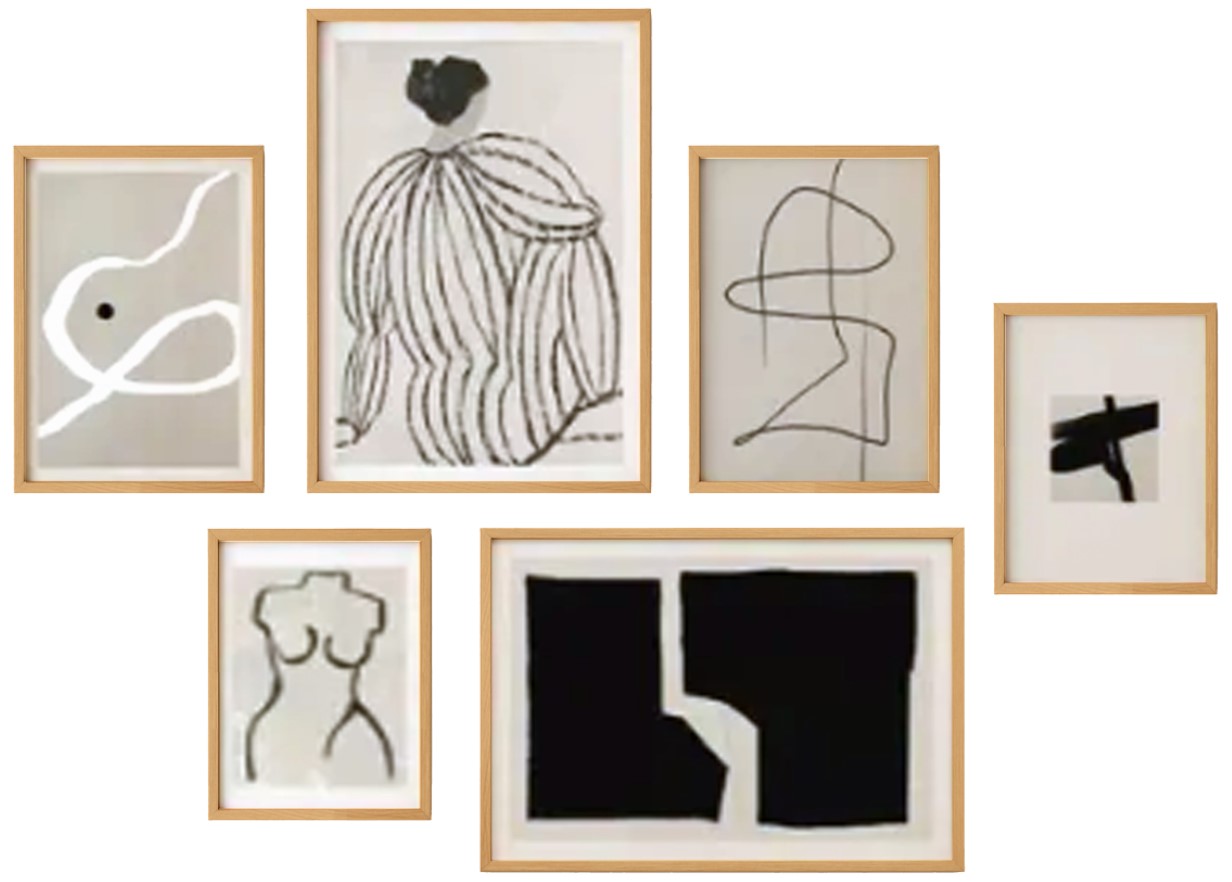 Monochrome Abstract Gallery Wall Set of 6 0