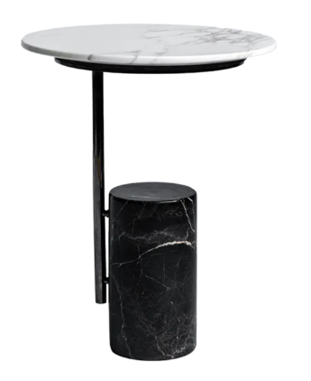 Athens Side Table - Marble Base & Top - Metal Frame 0