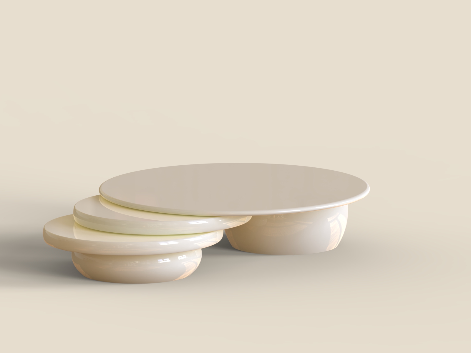 Rock Stack Coffee Table - Cream Round Design 3