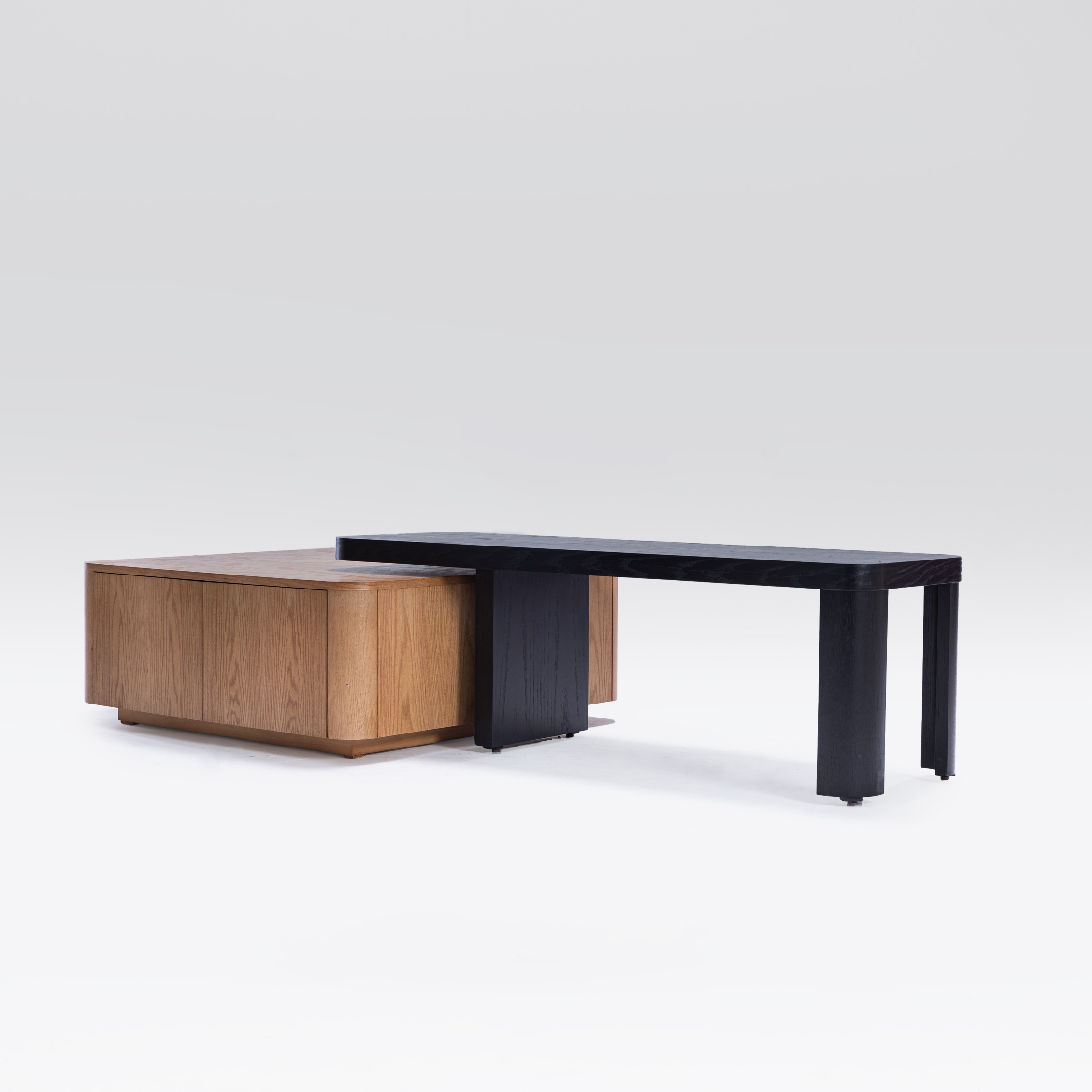 Mellow Coffee Table with Hidden Storage & 2 Poufs 1