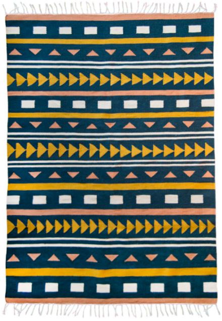 Tribal Wool Rug – Handwoven Geometric Patterns on a Cotton Base 0
