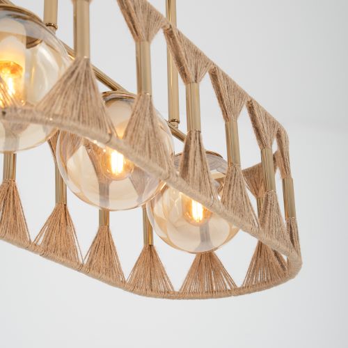 Gold Jute & Glass Pendant Lamp TA_BU_008 2