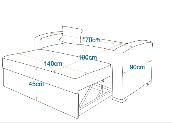 Diego Pull Out Bed - Double - Fully Upholstered 2