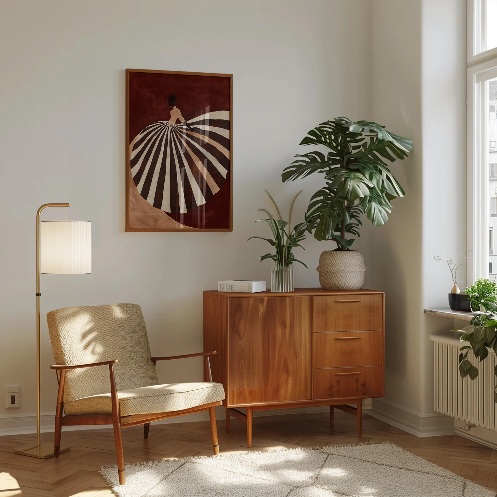 Contemporary Art - Dark Brown Striped Digital Print 1