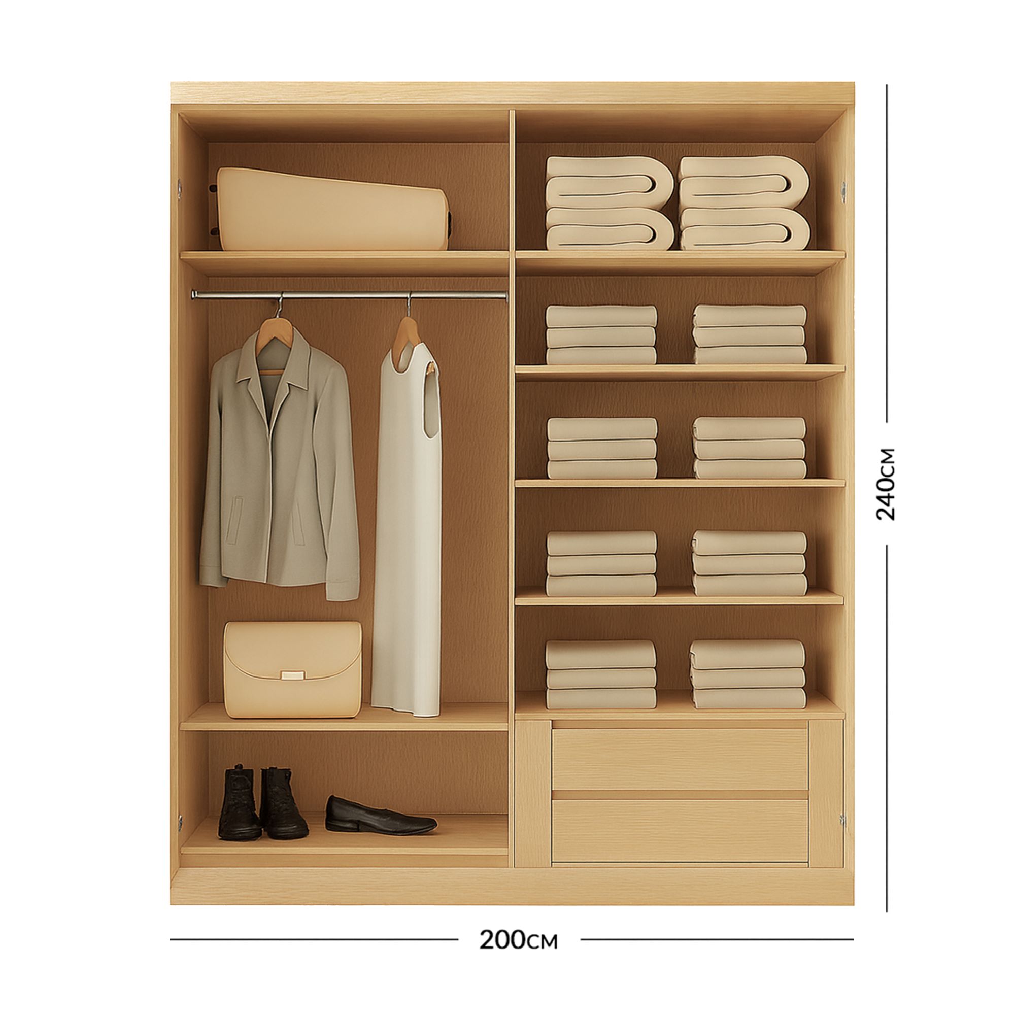 Glow Veneer Hinged Cane Wardrobe 6