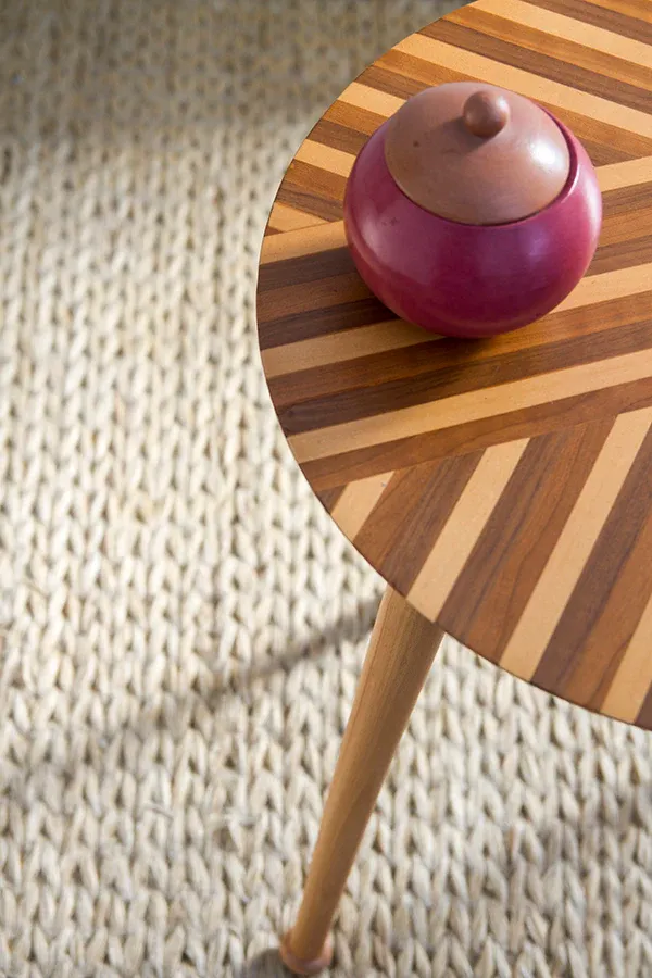 Geo Side Table - Walnut - Cherry & Oak Veneer - Round Top 4