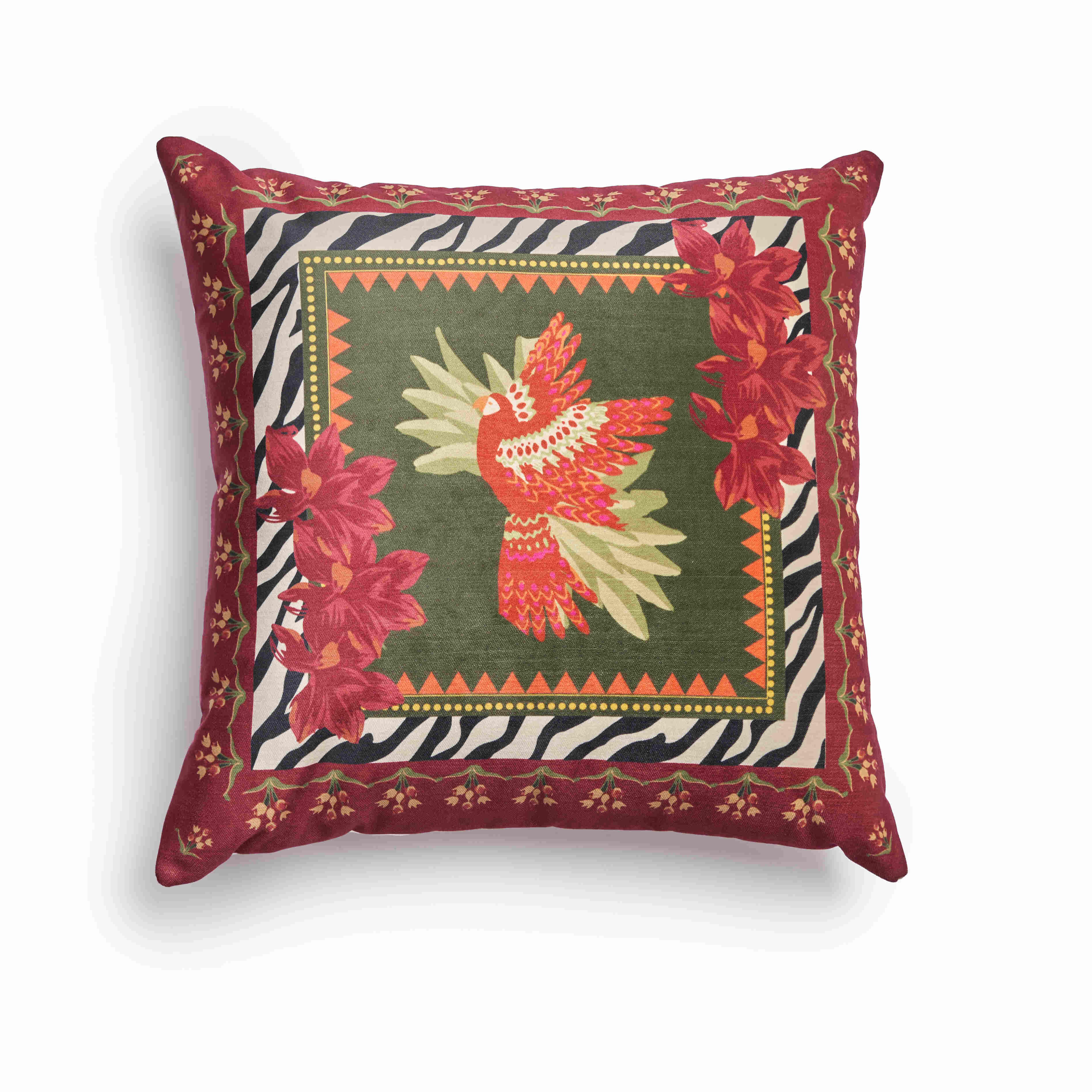 Red Bird - Velvet Cushion 0