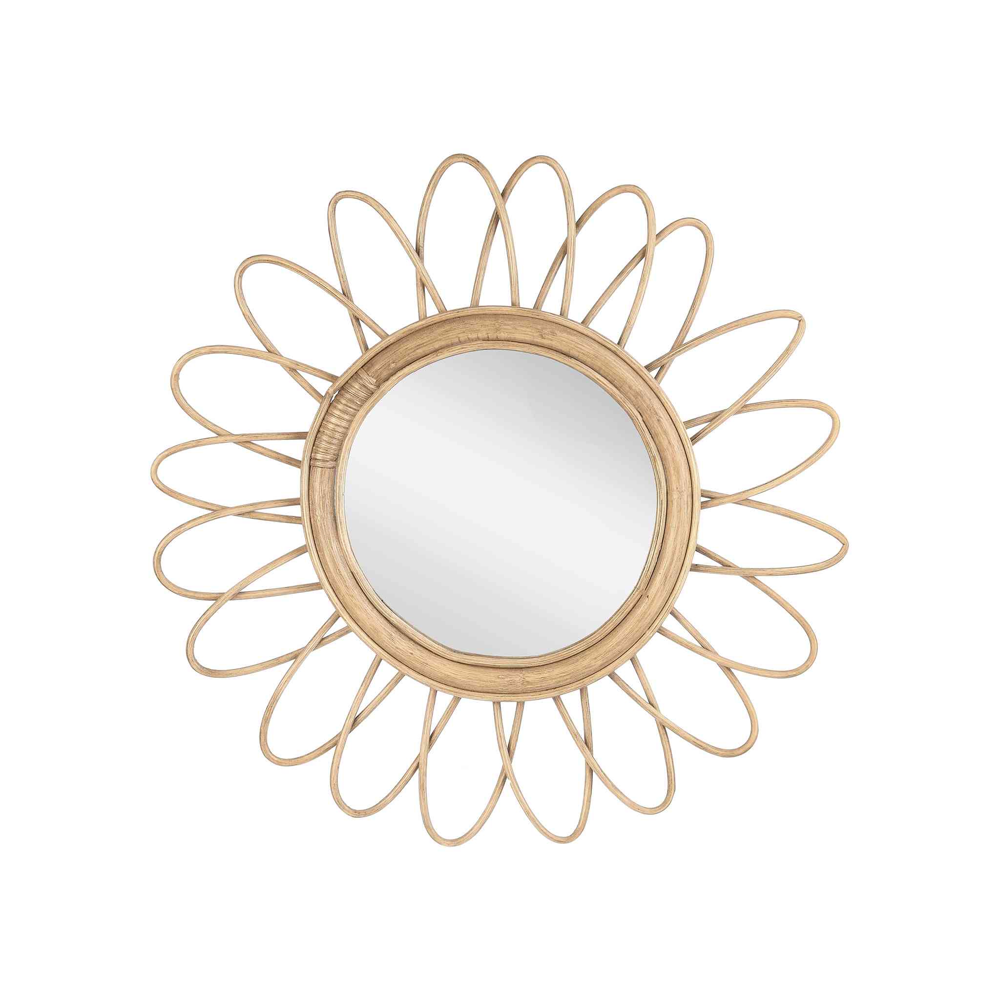 Flora Sunburst Bamboo Wall Mirror – Natural Elegance 0