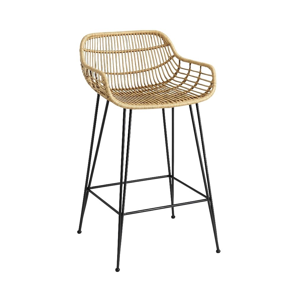 Chloe Bamboo Stool With Sleek Metal Frame 0