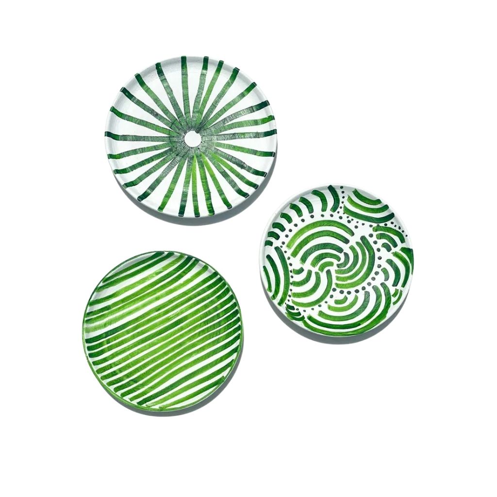 Green Pottery Wall Plate Set image
