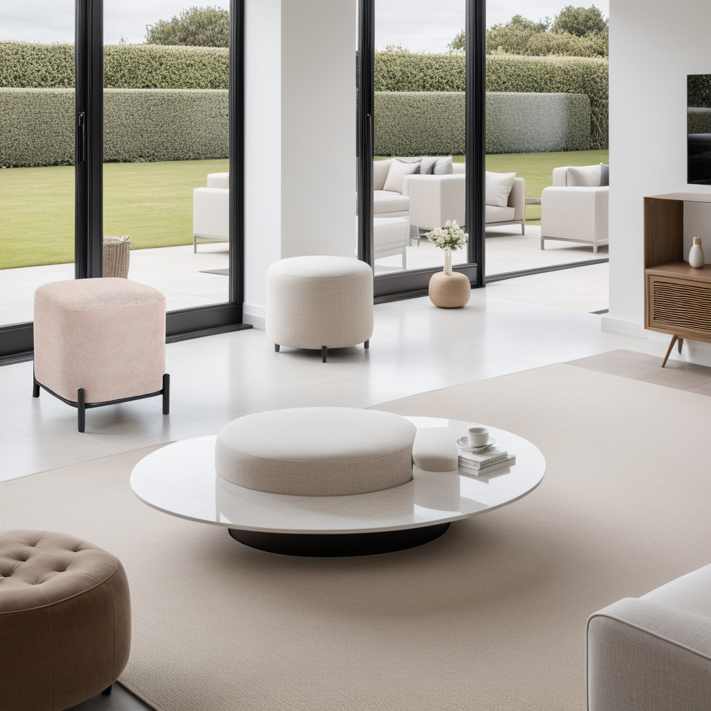 Sukun Upholstered Cube Pouf with Metal Base 4