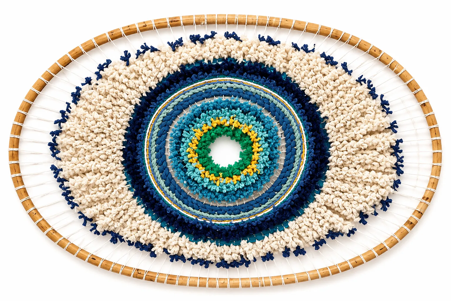 Mati Oval Handmade Wall Hanging in Blue & White image