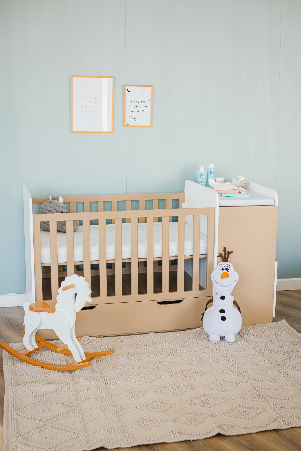 Almond Crib with Attached Changing Table 1