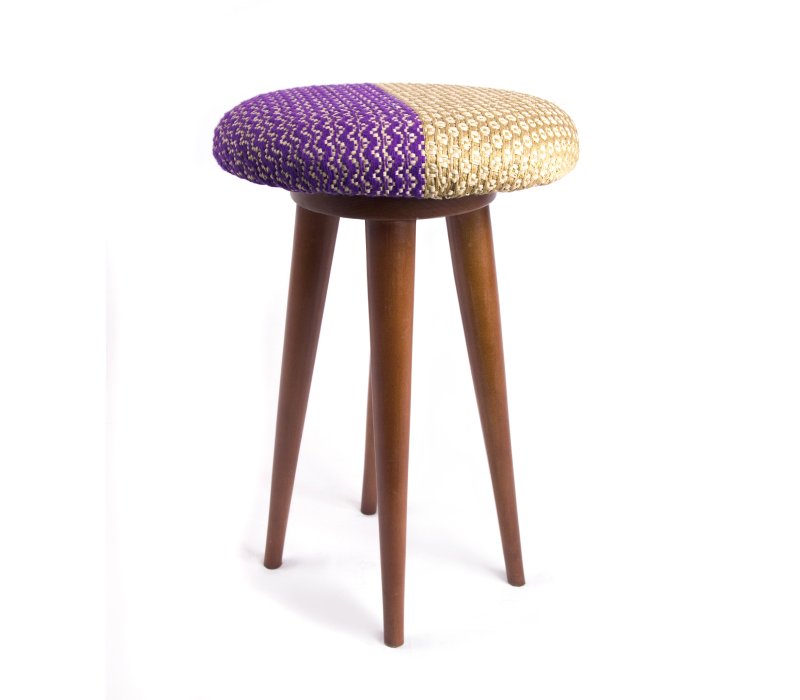 Short Stool With Beech Legs & Plastex Upholstery 0