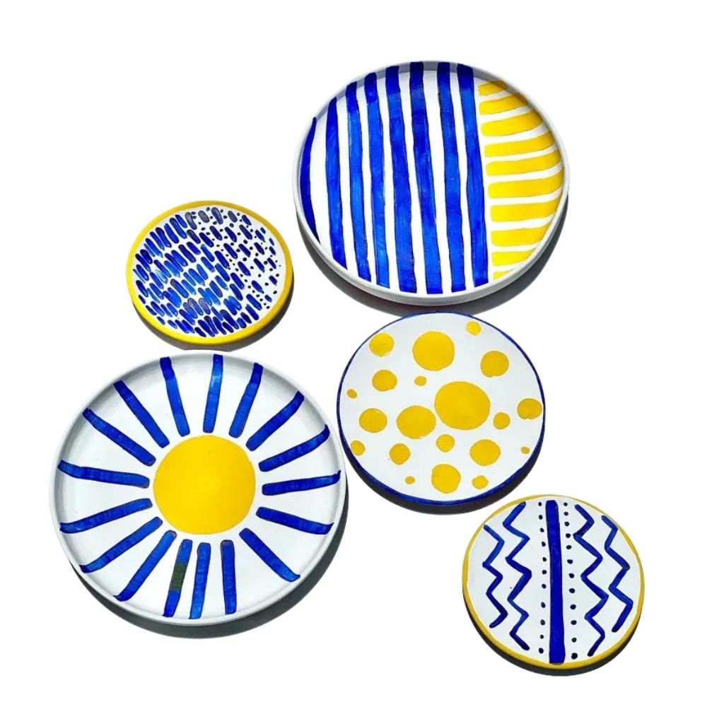 Blue and Yellow Symbolism Patterns Wall Plates 0
