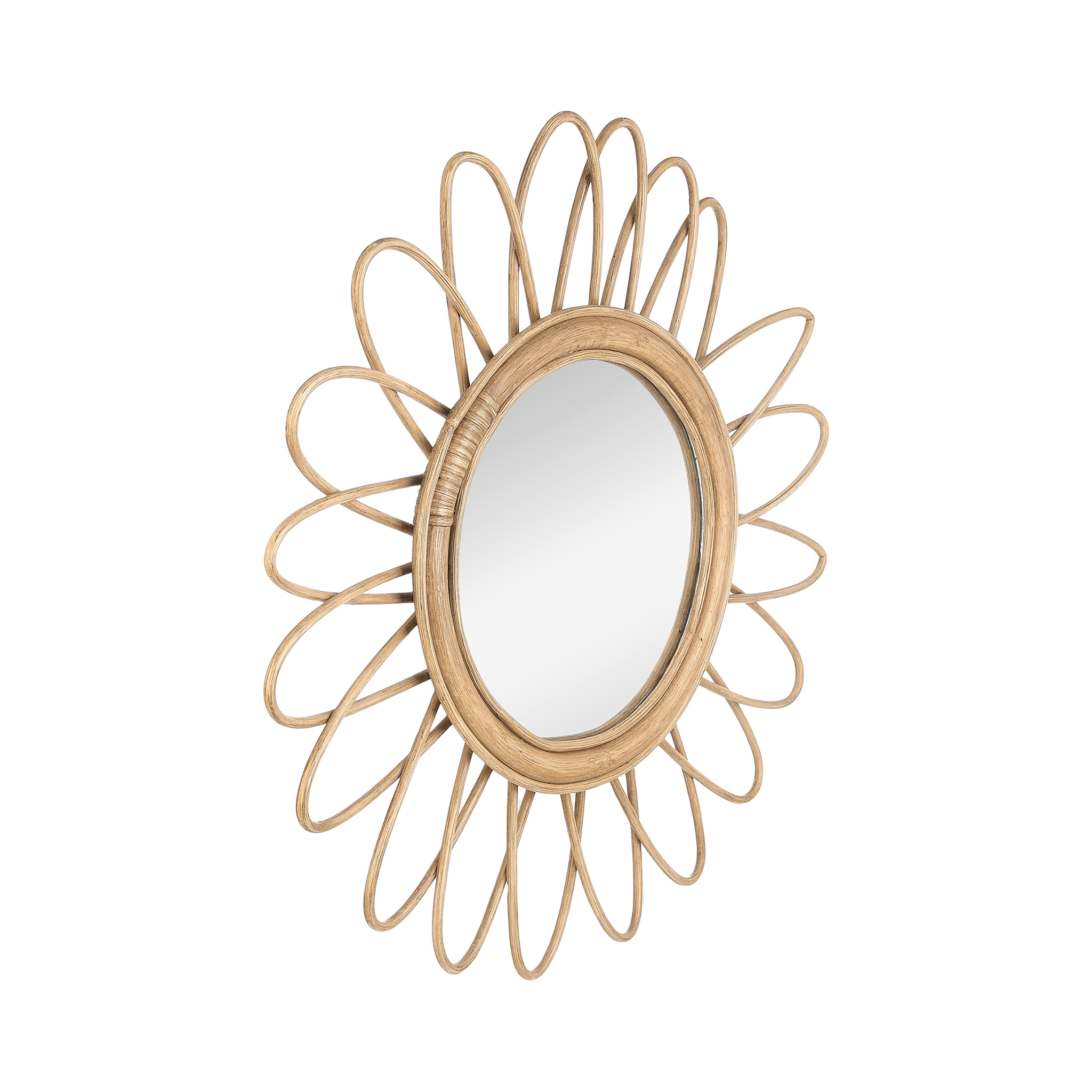 Flora Sunburst Bamboo Wall Mirror – Natural Elegance 1