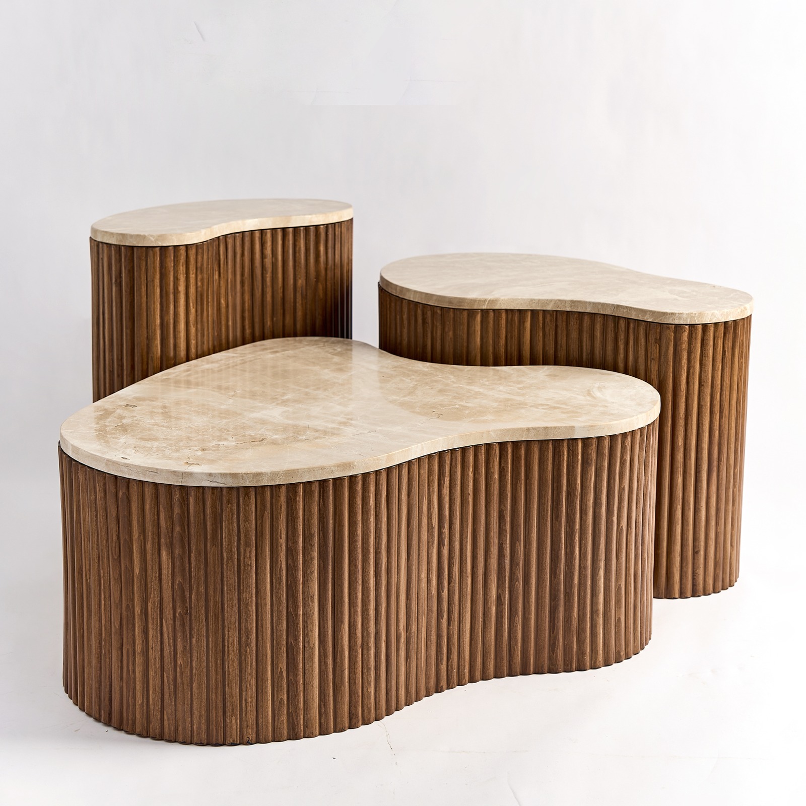 Kidneys Set of 3 Marble Top Tables 0