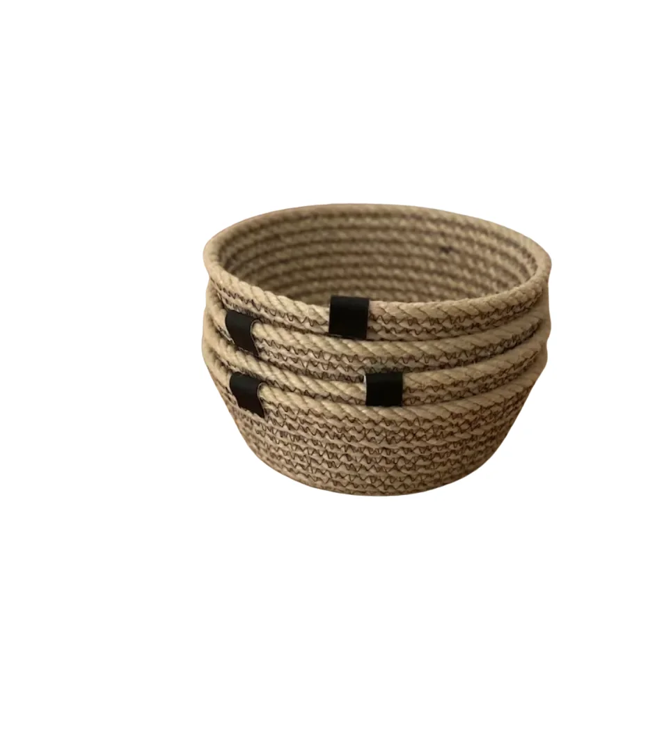 Handmade Set of 4 Woven Jute Bowl 0