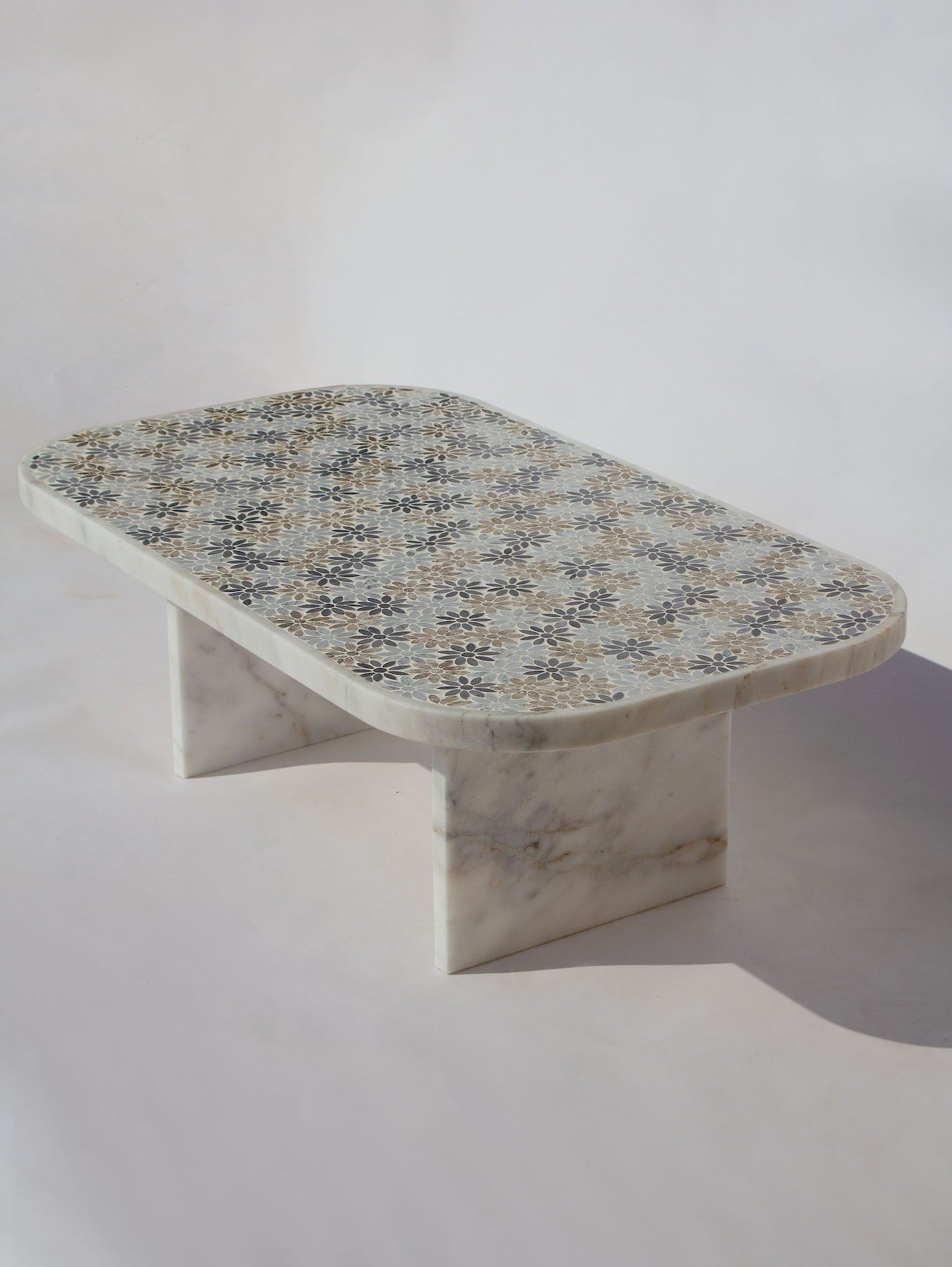 In Full Bloom Marble Coffee Table - Rectangular - White 5