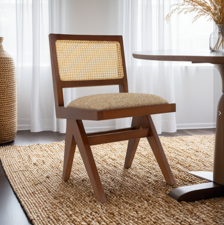 Mitzi Upholstered Cane Back Dining Chair 5