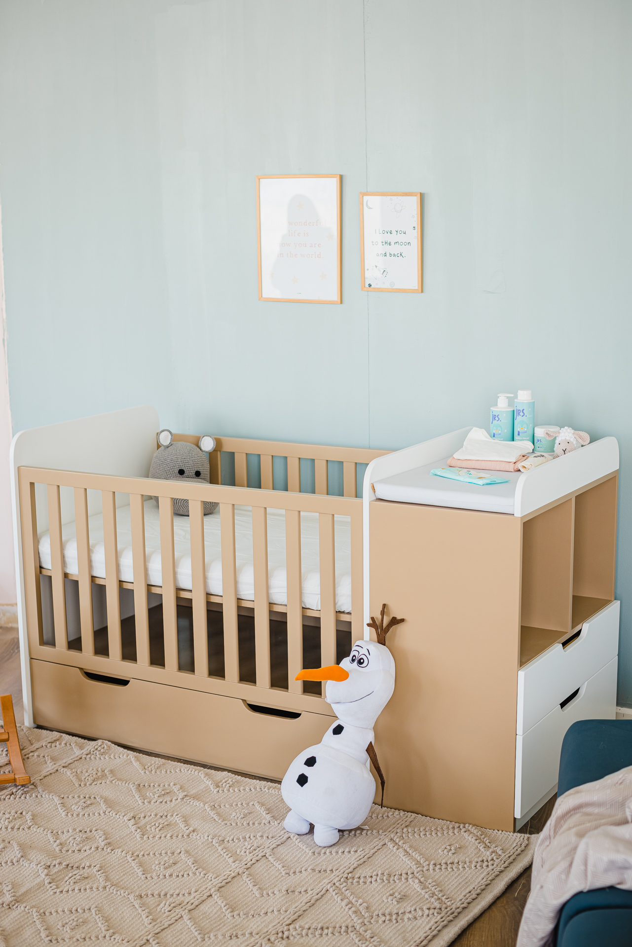 Almond Crib with Attached Changing Table 2