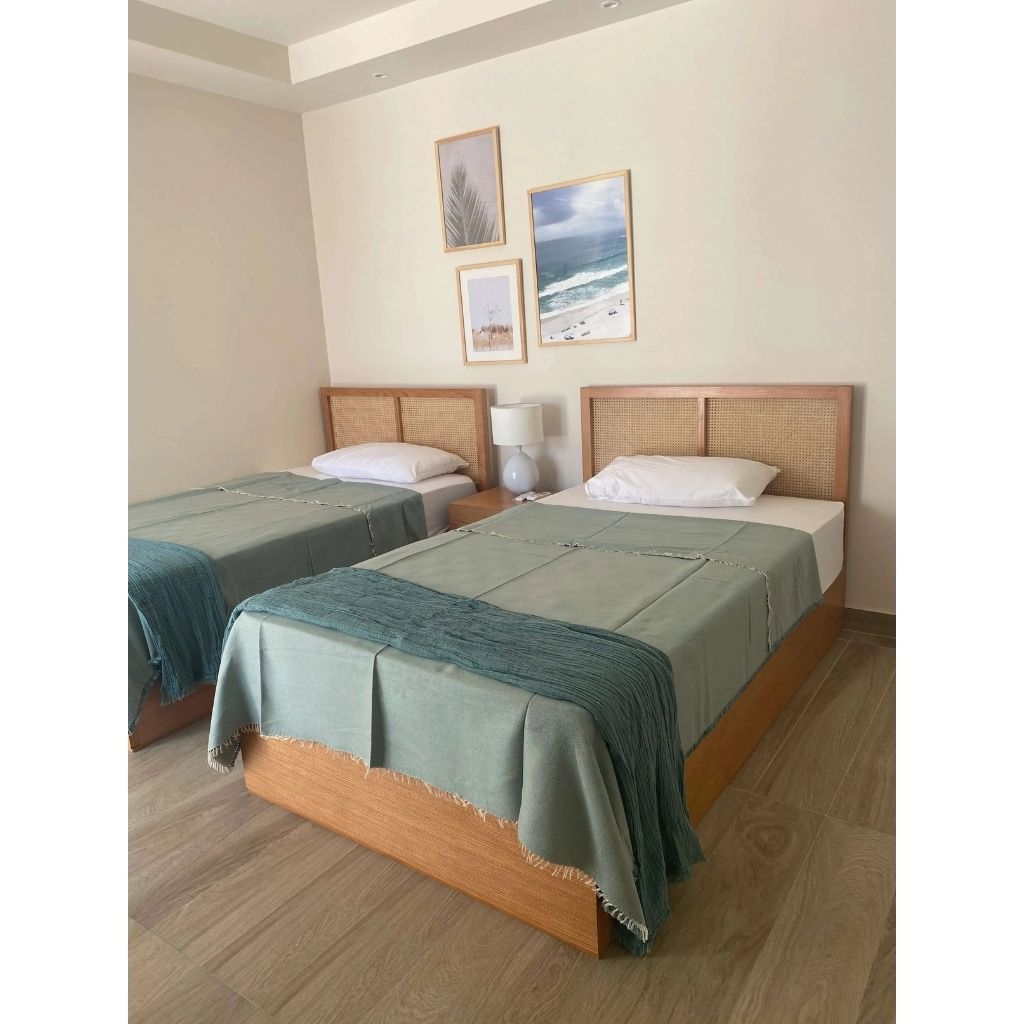 Sidra Oak Wood Bed With Cane Headboard 4
