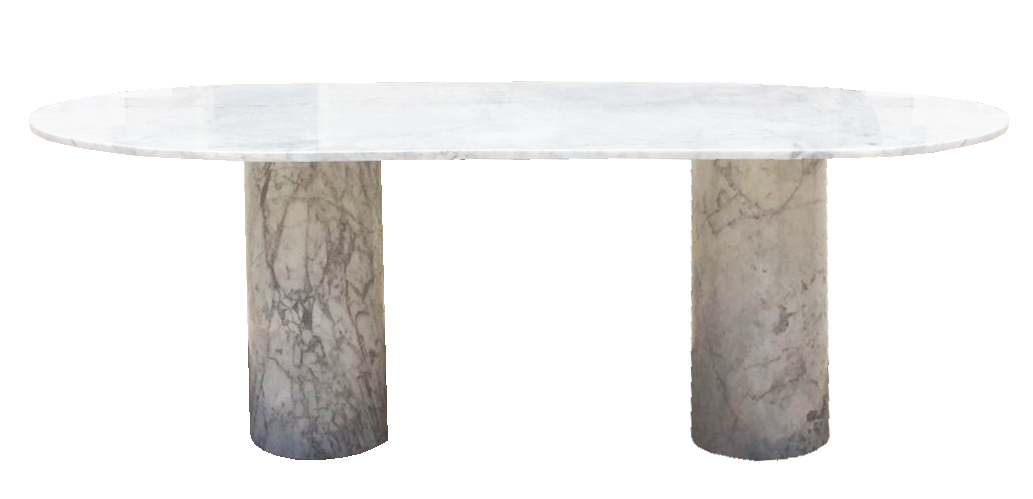 Vida White Carrara Marble Dining Table With Cylinder Legs 0