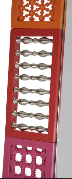 Dandasha Mashrabeyya Wooden Mirror With Stainless Steel Inserts 2