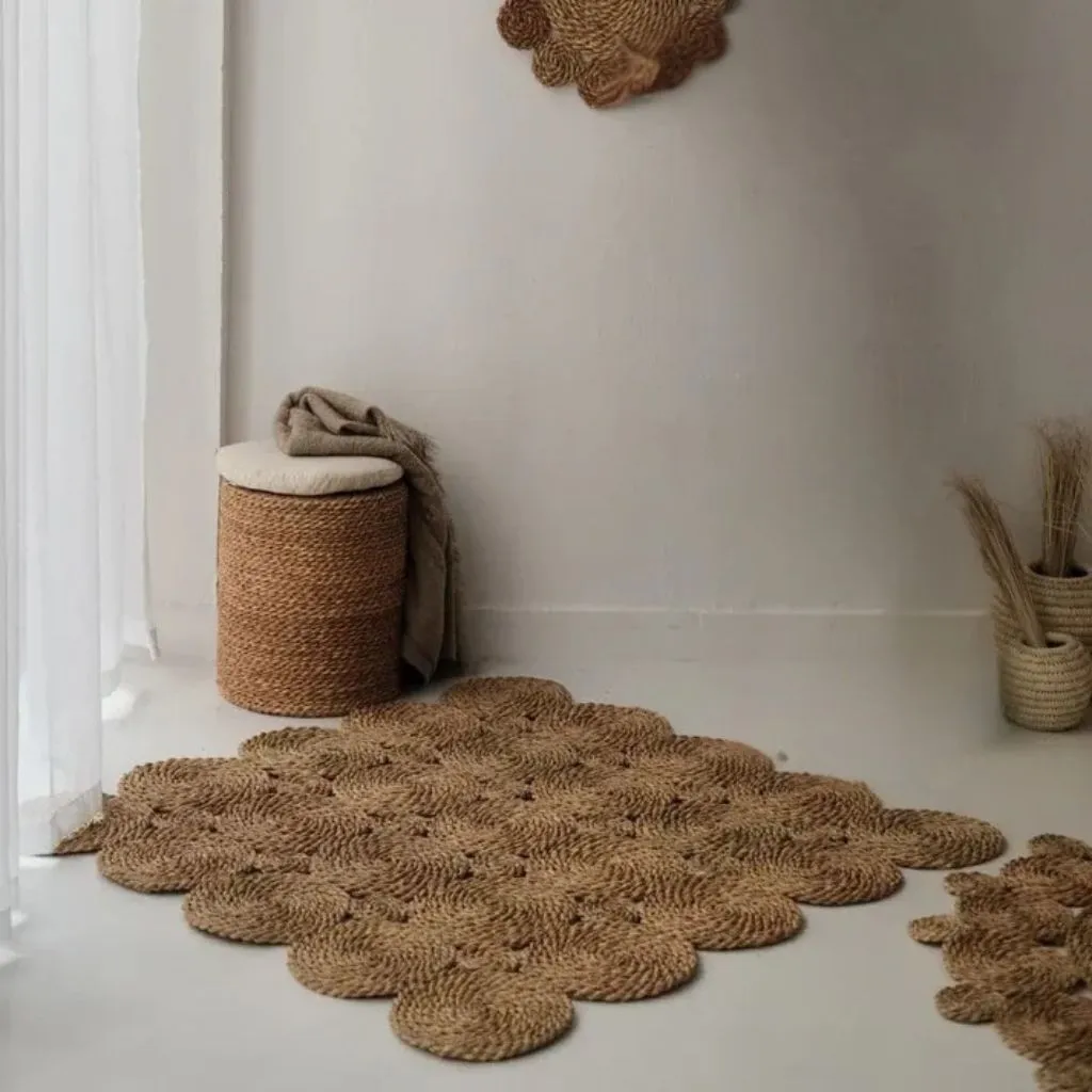 Halfa Patchwork Rug – Handwoven Natural Jute Mat 1