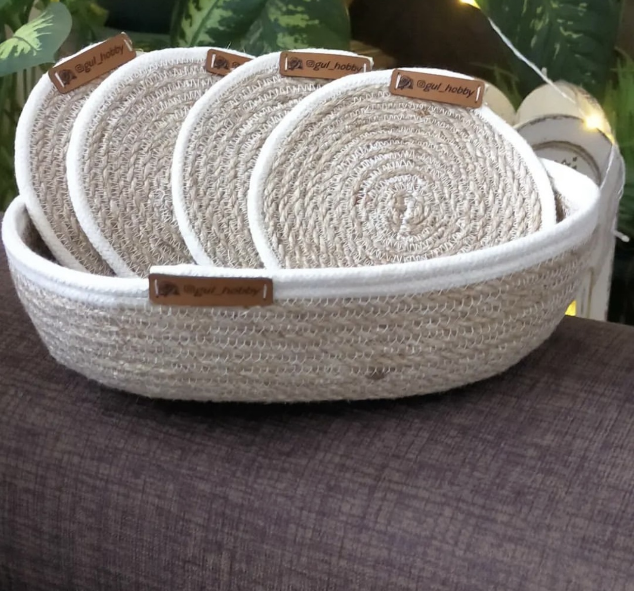 Handmade Woven Coasters set & woven bowl ( 4 coasters ) 0