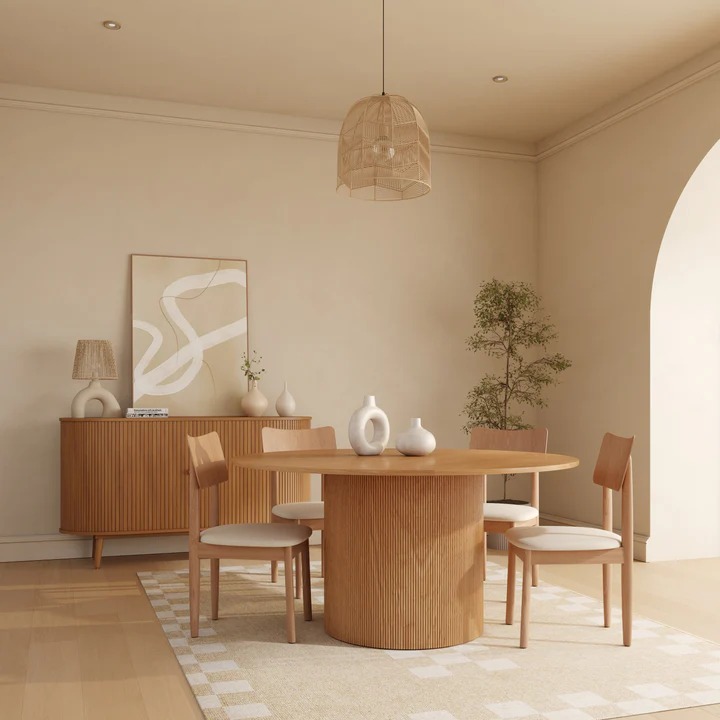 Reesa Dining Table – Modern Round Wood Design 1